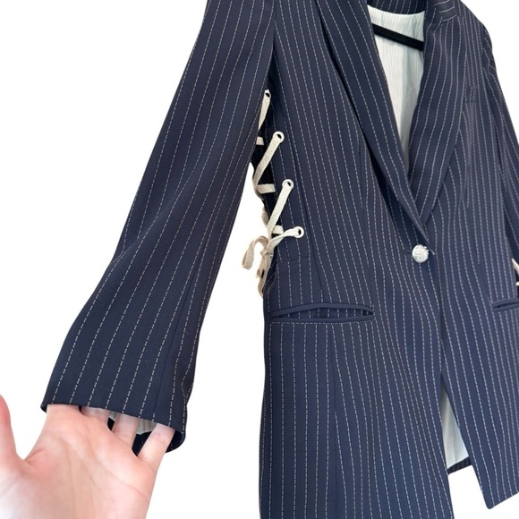 Veronica Beard Taylor Striped Lace-Up Blazer. Size 8. - Picture 4 of 14